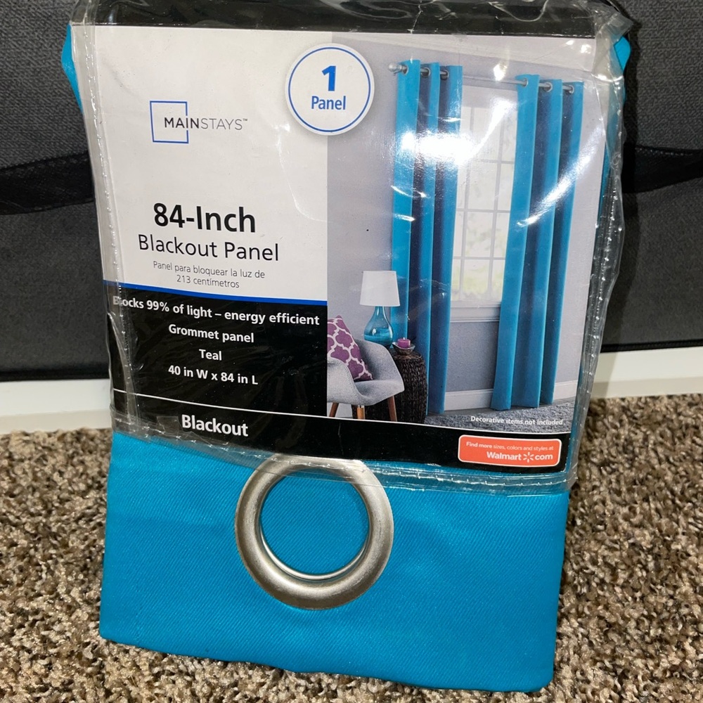 Mainstays Panel 84-inch Blackout Curtain, Teal